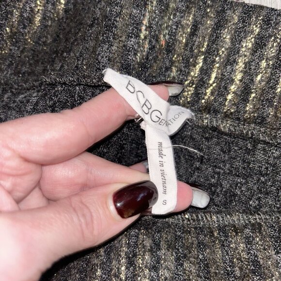 BCBGeneration Black Metallic Striped Off Shoulder Top & Pencil Skirt Set Small - Picture 11 of 12